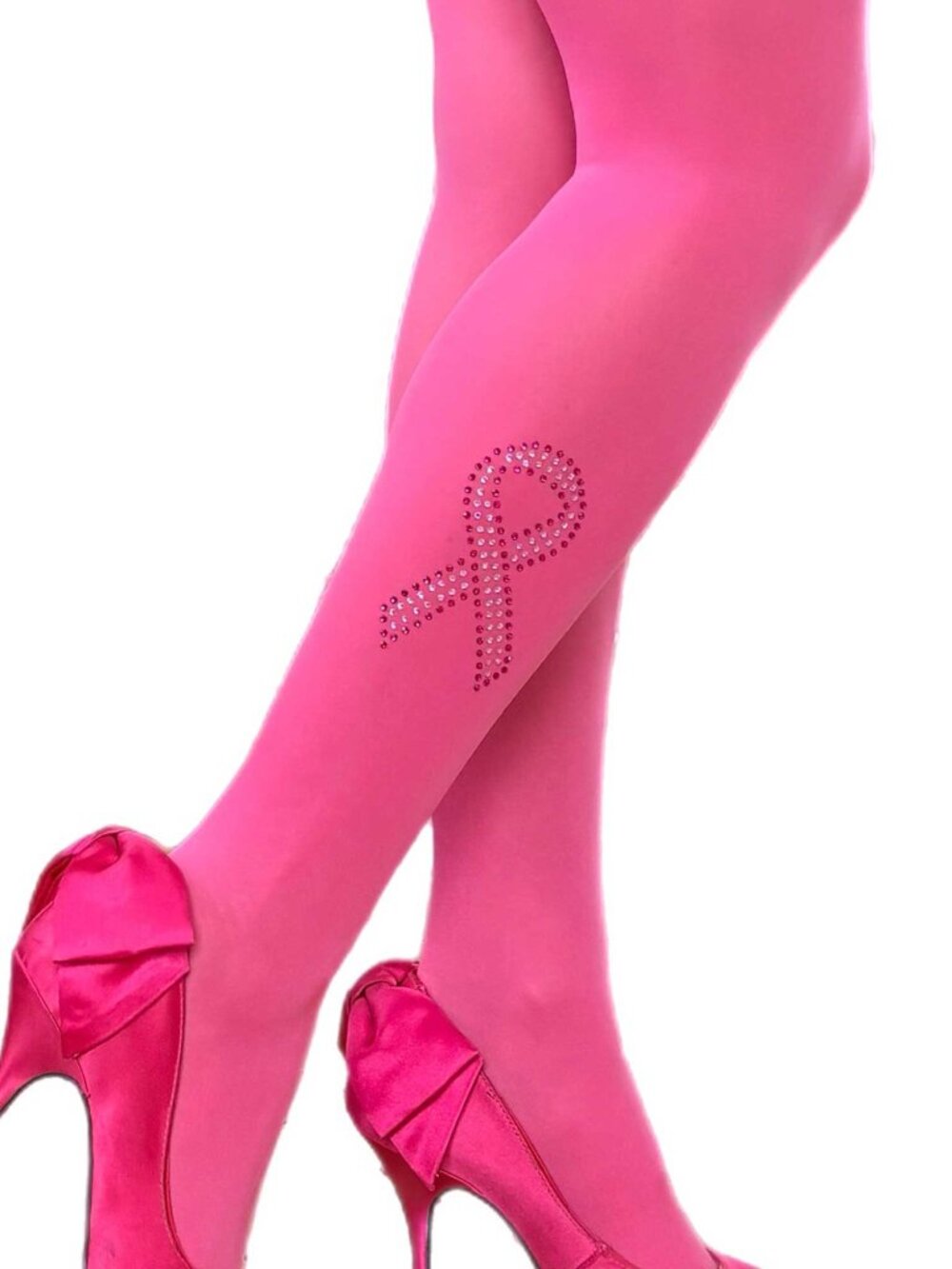 Breast Cancer Awareness Rhinestone Tights